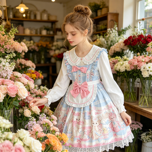 Vestido Lolita JSK con Tirantes, Diseño Original de Conejito y Osito, <span class=keywords><strong>Disfraz</strong></span> de Cosplay de Anime para Mujeres Adultas - Product Image 3