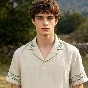 Collar Linen Shirt Cheap Knitted Hawaiin Shirts Men And <b>Boys</b> Button <b>Up</b> Happy Vacation Shirt Linen Blend T-Shirts - Product Image 3