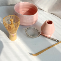 Fouet en céramique stocké Porte-fouet Matcha Chawan Ensemble Matcha rose clair