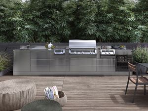 Cucina da Esterno Elabor Moderna per Terrazza sul Tetto, Mobili Impermeabili con Isola Integrata e Tavolo da Pranzo, Arredamento Resistente alle Intemperie - Product Image 2