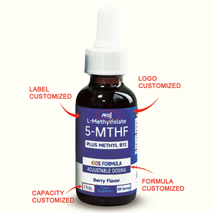OEM <span class=keywords><strong>Mood</strong></span> L Methyl Folate vitaminleri B12 5-MTHF sıvı damla Berry lezzet destekler - Product Image 2