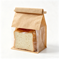 Sacs en papier kraft avec fenêtre, sacs d'emballage alimentaire pour biscuits, pain, café, en-cas, logo personnalisé