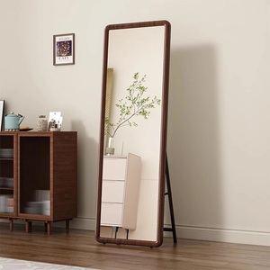 Gỗ rắn nhà tường treo phong cách retro mặc quần áo gương tiên tiến cảm giác sàn gương thực paulownia đầy đủ chiều dài gương - Product Image 2