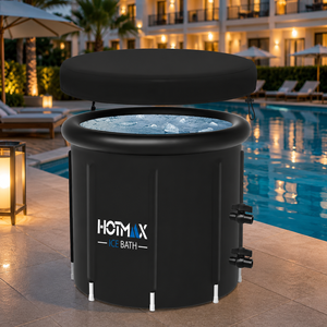 Vanace - Bañera de Inmersión Fría de PVC de 5 Capas para Recuperación Deportiva, Bañera de Hielo Redonda Negra para Adultos, Terapia de Inmersión Fría - Product Image 1
