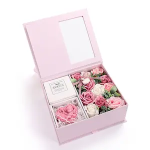 Tùy Chỉnh Cuốn Sách Hình Từ Hộp In Ấn Rose Flower Đồ Trang Sức Quà Tặng Xem Xà Phòng Đóng Gói Hộp Với Gương Và Ribbon Tie