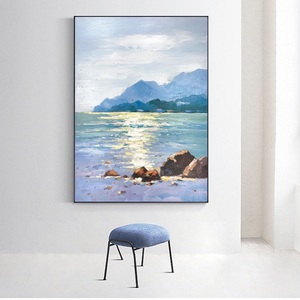 The Lake Painting <strong>Canvas</strong> Art Hand Painting Furniture Impression <strong>Sunset</strong> Landscape Abstract Seascape Hand Painted Painting - Product Image 2