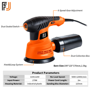 270W 125mm Electric DIY Orbital Hand <strong>Sander</strong> <strong>Palm</strong> <strong>Sander</strong> with Variable Speed and Dust Bag - Product Image 2