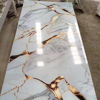 Panneau mural moderne en PVC très brillant pour l'intérieur, léger, imperméable, feuilles de marbre UV pour les projets de bricolage à la maison, salle de bain et salle de sport en plein air
