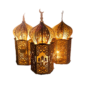 Linterna de <span class=keywords><strong>Madera</strong></span> Tallada y Lacada con Luces LED para Navidad y Festividades del Medio Oriente, Decoración del Hogar, Diseño Redondo Hecho a Mano - Product Image 1