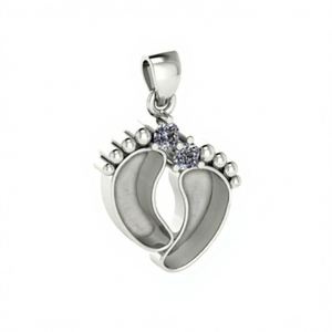 Haute qualité personnalisé 925 argent Sterling bébé pied pendentif collier CZ ensemble mémorial bijoux lunette cadeau fait main pour les femmes et les filles - Product Image 1