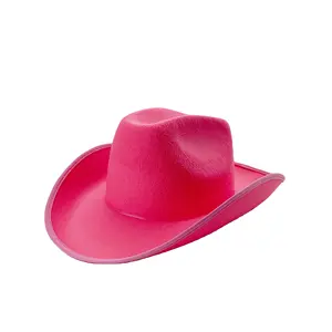 Western Style Cowgirl Hats For Women Girl Felt Rose Pink Cowboy Cowgirl Hats