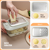 Grande râpe manuelle à légumes de grande capacité avec bol de 1380 ml, récipient en verre, trancheuse à fromage, râpe à fromage en acier inoxydable, cuisine durable