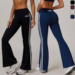 XW-DCK3020-2 New Design Breathable High Waist Side <strong>White</strong> Hip Line Sportswear Custom Fitness <strong>Woman</strong> Clothing Yoga Flared <strong>Leggings</strong> - Product Image 1