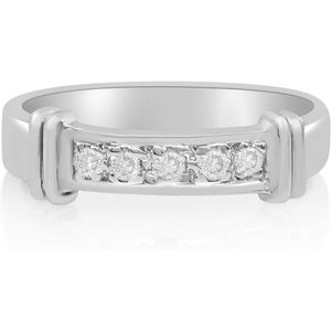Anillo de media eternidad con diamantes Ornaatis, plata de ley 925, corte redondo, engaste de canal, estilo compromiso, para mujer - Product Image 1