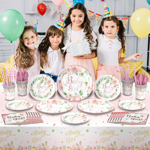 Per Baby shower e feste di compleanno ragazze mongolfiera per feste stoviglie e decorazioni rosa <span class=keywords><strong>carta</strong></span> usa e getta vassoi e striscioni - Product Image 1
