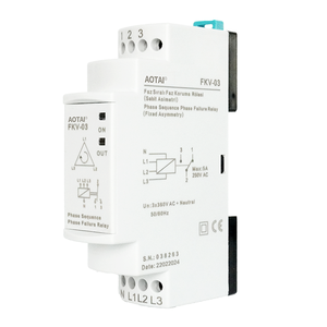 Relé de Secuencia de <span class=keywords><strong>Fase</strong></span> y Protección de <span class=keywords><strong>Fase</strong></span> Fallecida en Miniatura de Alta Potencia FKV-03 AOTAI con Interruptor Automático, 3*380V CA, <span class=keywords><strong>Neutro</strong></span>, 5A Nominal, 50/60Hz, Pantalla LED - Product Image 2