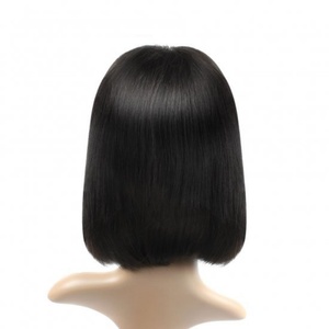 Large Stock Fast Shipping Wholesale Half <b>Lace</b> Bob <b>Wig</b> Straight. #1b Virgin Hair - Product Image 3