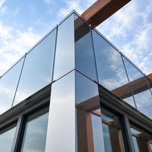 Panel de vidrio de primera calidad con acabado de aluminio cepillado para muro cortina, con unión sin costuras, para fachadas de oficinas comerciales de alta gama. - Product Image 3