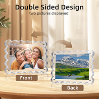 Cadre photo en acrylique transparent à double face, autoportant, design pétoncle, cadre pour affichage de bureau