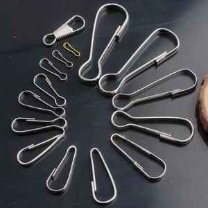 Mosquetón de acero inoxidable para llavero, gancho de resorte a prueba de óxido, clip en <span class=keywords><strong>J</strong></span> para tarjetas de identificación, manualidades DIY, soporte para insignias - Product Image 5