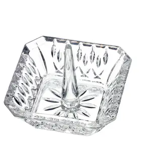 Nymph & D — porte-anneau carré clair, boîte de rangement de bijoux faits à la main, organisateur en verre, décoration de mariage, souvenir, cadeau