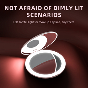 Dễ thương LED ánh sáng túi ví gương cầm tay gấp di động nhỏ gương trang điểm nhỏ với 10x phóng đại Quà Tặng Lễ Hội - Product Image 3