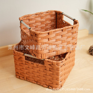 Wicker Storage Baskets With Handles Rectangle 1-3L Minimalist Office Organizer - Product Image 4
