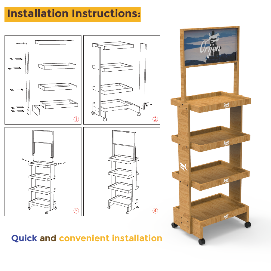 Apache Customized Wood Modern Pet Food Display Stand with Foldable Design and Quick Installation for Supermarket Shelves — view 4