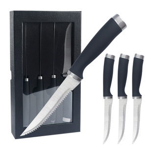 4 cái Nhà thiết yếu nhà hàng dao kéo bảng dao nhựa xử lý ergonomic xử lý Retro răng cưa bít tết Bộ dao - Product Image 1