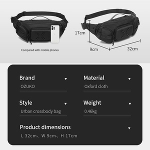 <span class=keywords><strong>Sac</strong></span> de vélo <span class=keywords><strong>urbain</strong></span> OZUKO 9934, texture en fibre de carbone, <span class=keywords><strong>sac</strong></span> bandoulière, design X-Modulaire, léger, imperméable, capacité 5L - Product Image 6