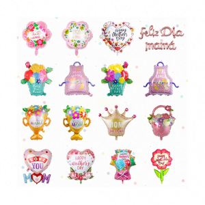 Cesta de Regalo de Papel de Aluminio con Impresión Digital Estilo Romántico Impermeable para el Día de la Madre, Globos de Corazón con Trofeo, Personalizada con Marca, para Fiestas - Product Image 1