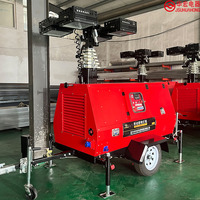Tour d'éclairage mobile LED 7M/9M, style multi-sections, levage hydraulique, alimentation diesel, en promotion
