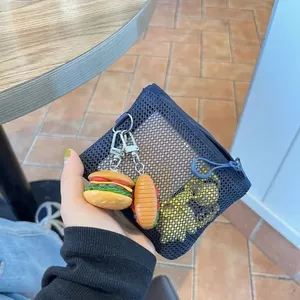 Portable Cartoon Short Wallet Mesh Double Layer Zipper <b>Coin</b> Purse Square Card Holder Make up Organizer <b>Bag</b> for Women - Product Image 2