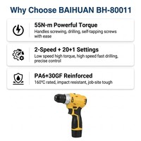 Perceuse sans fil 16V sans balais 55Nm 2 vitesses Outil électrique