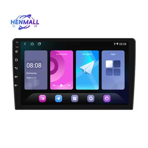 HENMALL pemutar dvd mobil Android Stereo, 9 inci layar sentuh WIFI kamera AHD BT Carplay Auto Android navigasi GPS Radio Audio mobil