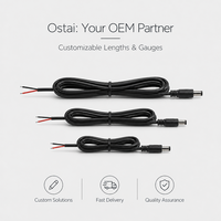 Câble d'alimentation CC 5,5x2,1 mm 12V 5A avec connecteur mâle IP44 étanche, cordon en cuivre PVC de 1,5 m, plage de température industrielle étendue -20 +80