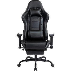 <span class=keywords><strong>Silla</strong></span> Gamer Reclinable Ajustable de Cuero Negro para Oficina, Personalizable, con Reposapiés, OEM 2D - Product Image 1