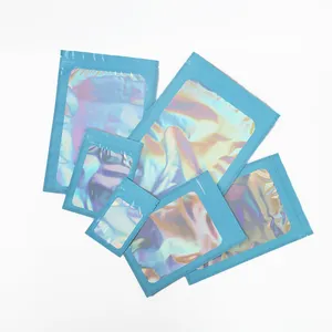 BIODEGRADABLE पाउच फ्लैट स्पष्ट Ziplock खाद्य भंडारण प्लास्टिक की खिड़की पैकेजिंग Holographic पन्नी Mylar बैग