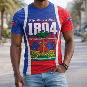 Personalized Second Empire Haiti Flag T-Shirt 1849-1859 Slim Fit Celebrate Haitian Independence Day with <strong>Pride</strong> - Product Image 1