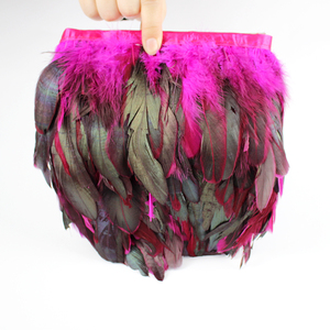 Plume de coq irisée Schlappen teintée, garniture de 15-20 cm, dégradé jaune-vert, frange moelleuse et douce pour costume de carnaval ou robe de mariée - Product Image 3