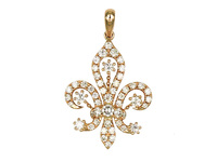 18K gouden diamanten Fleur de Lis-hanger 0,842 ct 50 stenen 3,37 g symbolische fijne sieradencollectie
