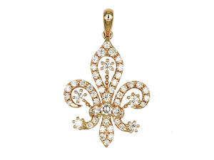 Pendentif Fleur de Lys en Or 18 carats et Diamants 0,842 ct 50 Pierres 3,37 g Collection de Bijoux Symboliques de Haute Joaillerie - Product Image 3
