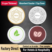 Sous-verres jetables en papier absorbant, ronds, festonnés, à motifs floraux, pour hôtel, bar, maison