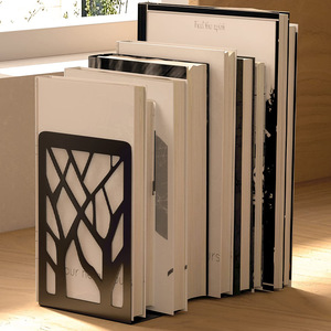 Serre-livres en métal en forme d'arbre, support décoratif en acier inoxydable en forme de L pour bureau, rangement de livres, pince à livres, porte-papeterie - Product Image 5