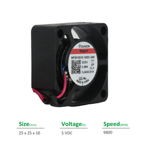 Ventilateur axial de refroidissement électrique OEM SUNON MF25100V2-1000C-A99 25x25x10mm 5VDC 65mA 0.38W 9800RPM 3.0CFM avec roulement à billes pour armoire et onduleur - Product Image 2