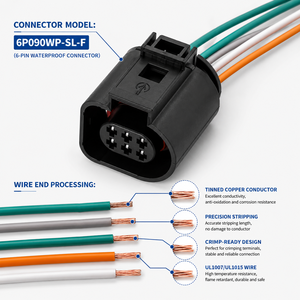 Câble adaptateur personnalisé à âme en cuivre pour moto, automobile, connecteurs de moteur d'essuie-glace électronique, étanche IP65, fil PBT/PVC - Product Image 2