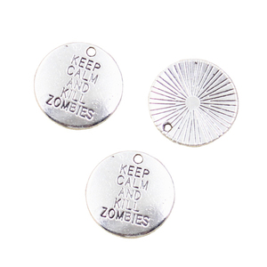 Charms Giữ Bình Tĩnh Và Giết Zombiles 20x20Mm Handmade Làm Phù Hợp, Cổ Điển Tây Tạng Bạc Màu Mặt Dây Chuyền, Tự Làm Cho Vòng Đeo Tay Vòng Cổ - Product Image 1