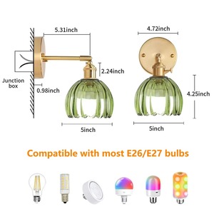 Lámpara de Pared Nórdica con Forma de Tulipán, Funciona con Batería, Pantalla de Vidrio, Recargable, Control Remoto, Lámpara LED Inalámbrica - Product Image 2