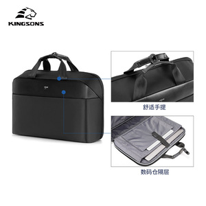 Kingsons Portable Laptop Bag Black Polyester Zipper Closure Business Travel Shoulder <b>Briefcase</b> - Product Image 2