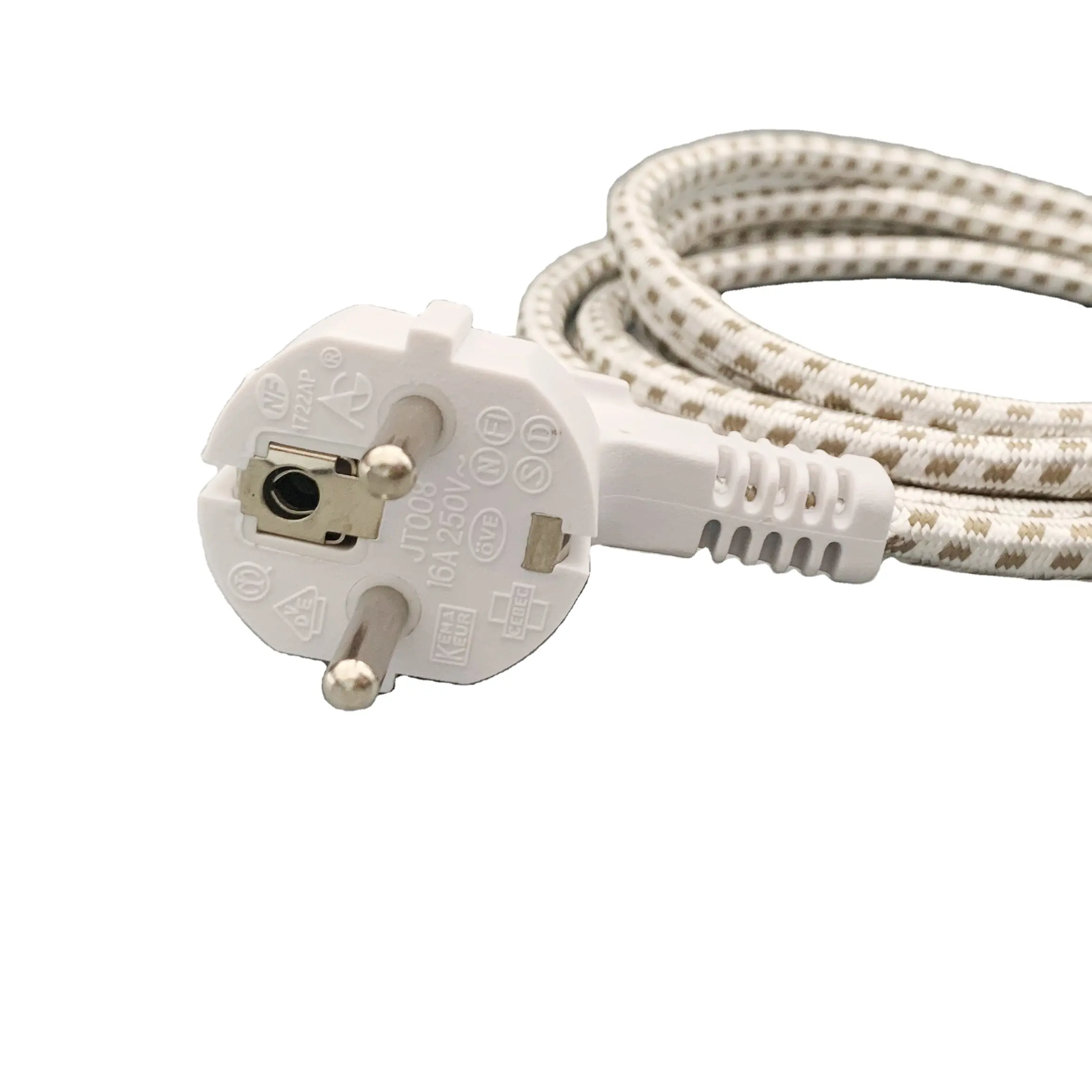 Customised European textile braided H03RT-H ac power cord cable for steam iron